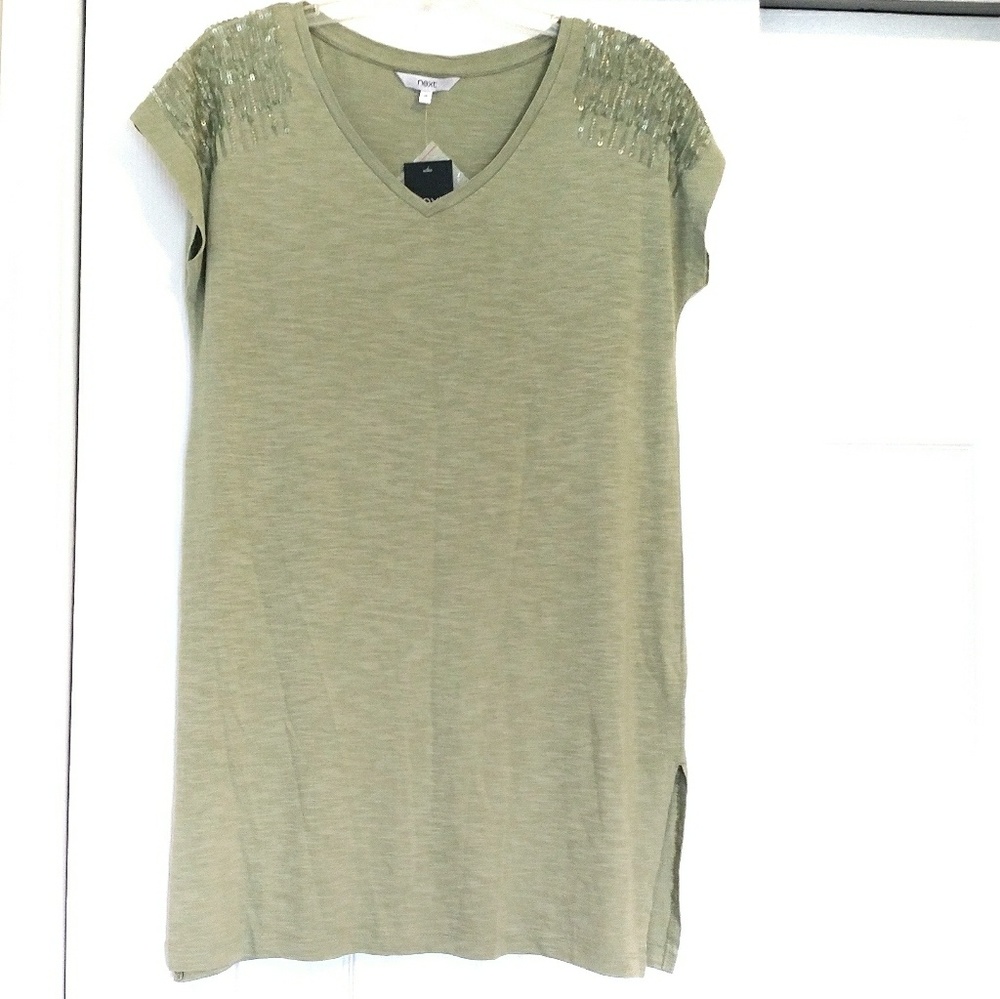 Sequin Shoulders Olive Green Tunic NWT